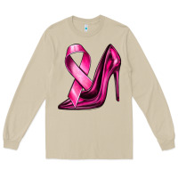 Mushroom Breast Cancer Ribbon and Heels Long Sleeve Tee - texasbilliewilder