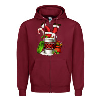 Burgundy Santa claus in a coffee cup Zipper Hoodie - FaDigitalArtStudio