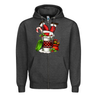 Charcoal Heather Santa claus in a coffee cup Zipper Hoodie - FaDigitalArtStudio