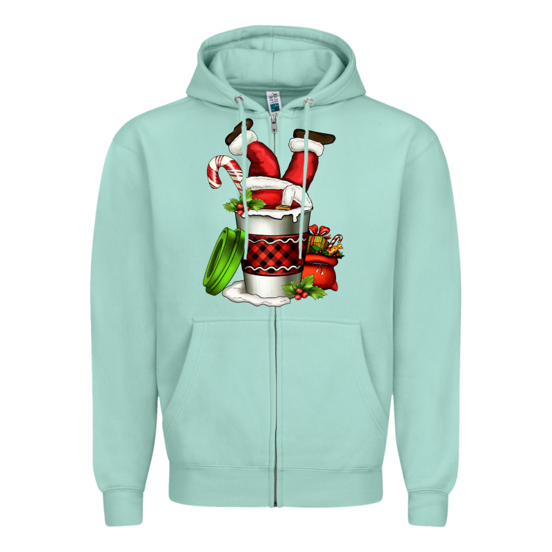 Santa Claus In A Coffee Cup Zipper Hoodie by FaDigitalArtStudio | Teevron