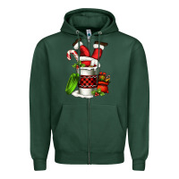 Sports Green Santa claus in a coffee cup Zipper Hoodie - FaDigitalArtStudio