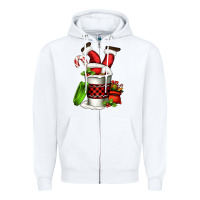 White Santa claus in a coffee cup Zipper Hoodie - FaDigitalArtStudio