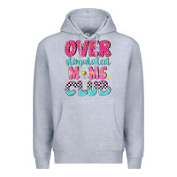 Heather Grey over stimulated moms club Premium Hoodie - NancyCooperArtShop