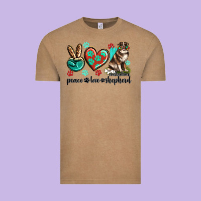 Peace Love Australian Shepherd Vintage Tee Designed By Texasbilliewilder