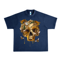 Navy Flower Skeleton Bees Urban Heavy Tee - RanaPortraitStore