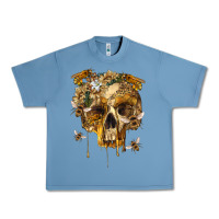 Pebble Blue Flower Skeleton Bees Urban Heavy Tee - RanaPortraitStore
