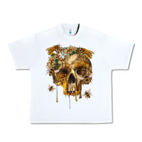 White Flower Skeleton Bees Urban Heavy Tee - RanaPortraitStore