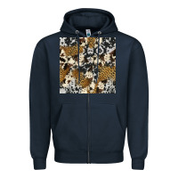 Navy cowhide leopard seamless pattern Zipper Hoodie - HRA Design Shop