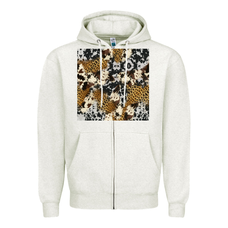 Cowhide Leopard Seamless Pattern Zipper Hoodie by HRA Design Shop | Teevron