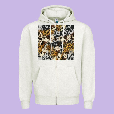 Cowhide Leopard Seamless Pattern Zipper Hoodie Designed By Hra Design Shop