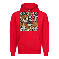 Red cowhide leopard seamless pattern Zipper Hoodie - HRA Design Shop