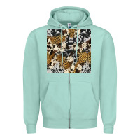 Seafoam cowhide leopard seamless pattern Zipper Hoodie - HRA Design Shop