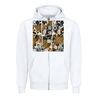 White cowhide leopard seamless pattern Zipper Hoodie - HRA Design Shop