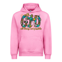Fuchsia Pink With God All Things Are Possible With Cross Urban Hoodie - BundleAndBundleShop