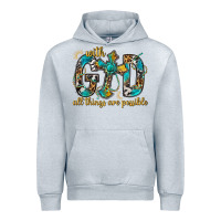 Heather Grey With God All Things Are Possible With Cross Urban Hoodie - BundleAndBundleShop