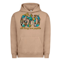 Pigment Burro With God All Things Are Possible With Cross Urban Hoodie - BundleAndBundleShop