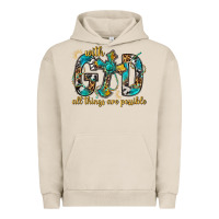 Pigment French Oak With God All Things Are Possible With Cross Urban Hoodie - BundleAndBundleShop