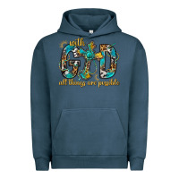 Pigment Midnight Navy With God All Things Are Possible With Cross Urban Hoodie - BundleAndBundleShop