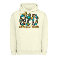 Pigment Pistachio With God All Things Are Possible With Cross Urban Hoodie - BundleAndBundleShop