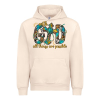 Sandshell With God All Things Are Possible With Cross Urban Hoodie - BundleAndBundleShop