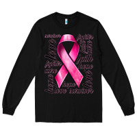 Black Breast Cancer Ribbon Hope Love Faith Long Sleeve Tee - texasbilliewilder