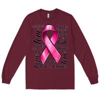Burgundy Breast Cancer Ribbon Hope Love Faith Long Sleeve Tee - texasbilliewilder