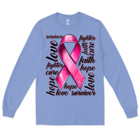Colony Blue Breast Cancer Ribbon Hope Love Faith Long Sleeve Tee - texasbilliewilder