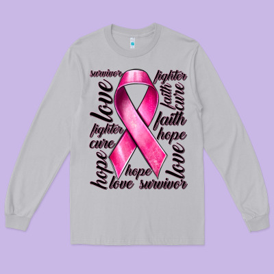 Breast Cancer Ribbon Hope Love Faith Long Sleeve Tee Designed By Texasbilliewilder