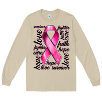 Mushroom Breast Cancer Ribbon Hope Love Faith Long Sleeve Tee - texasbilliewilder