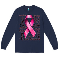 Navy Breast Cancer Ribbon Hope Love Faith Long Sleeve Tee - texasbilliewilder