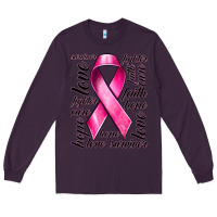Plum Breast Cancer Ribbon Hope Love Faith Long Sleeve Tee - texasbilliewilder