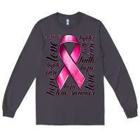 Smoke Breast Cancer Ribbon Hope Love Faith Long Sleeve Tee - texasbilliewilder