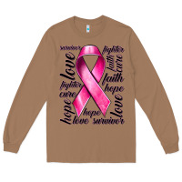 Toasted Coconut Breast Cancer Ribbon Hope Love Faith Long Sleeve Tee - texasbilliewilder