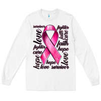 White Breast Cancer Ribbon Hope Love Faith Long Sleeve Tee - texasbilliewilder