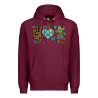 Burgundy peace love cross Premium Hoodie - NancyCooperArtShop