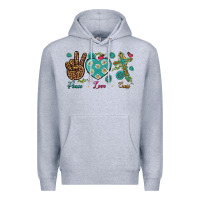 Heather Grey peace love cross Premium Hoodie - NancyCooperArtShop