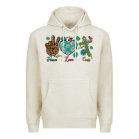Oatmeal Heather peace love cross Premium Hoodie - NancyCooperArtShop