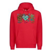 Red peace love cross Premium Hoodie - NancyCooperArtShop