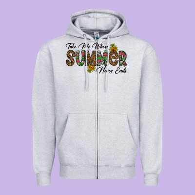 Take Me Where Summer Never Ends Zipper Hoodie Designed By Cowhidedigitalart