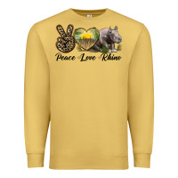 Antique Gold peace love rhino Premium Sweatshirt - LillyAllenDesigns