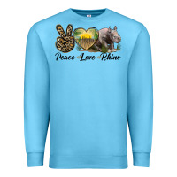 Ocean Blue peace love rhino Premium Sweatshirt - LillyAllenDesigns