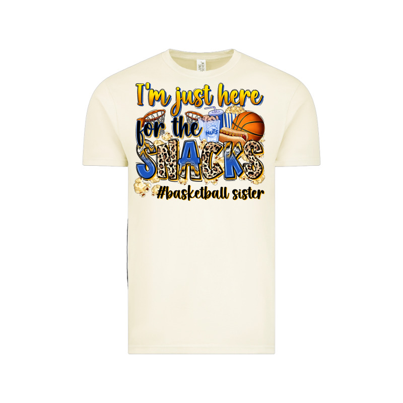 Im Just Here For The Snacks Basketball Sister Vintage Tee by Zillion Design Studio | Teevron