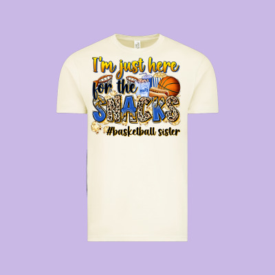 Im Just Here For The Snacks Basketball Sister Vintage Tee Designed By Zillion Design Studio