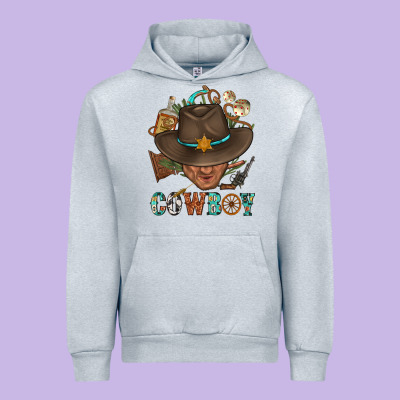 Western Cowboy Portrait With Cactus Urban Hoodie Designed By Bundleandbundleshop