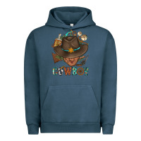 Pigment Midnight Navy Western Cowboy Portrait With Cactus Urban Hoodie - BundleAndBundleShop