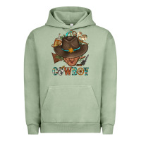 Pigment Oil Green Western Cowboy Portrait With Cactus Urban Hoodie - BundleAndBundleShop