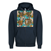 Navy charolais cow and sunflowers seamless pattern Zipper Hoodie - HRA Design Shop