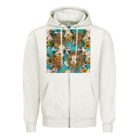 Oatmeal Heather charolais cow and sunflowers seamless pattern Zipper Hoodie - HRA Design Shop