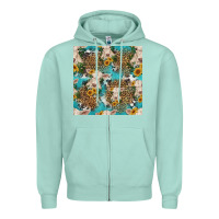 Seafoam charolais cow and sunflowers seamless pattern Zipper Hoodie - HRA Design Shop