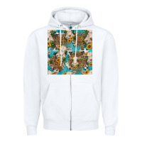 White charolais cow and sunflowers seamless pattern Zipper Hoodie - HRA Design Shop